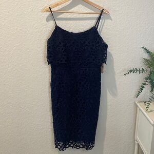 𝅺Nanette Lepore Bella Donna Dark Navy Lace Dress - Size 10